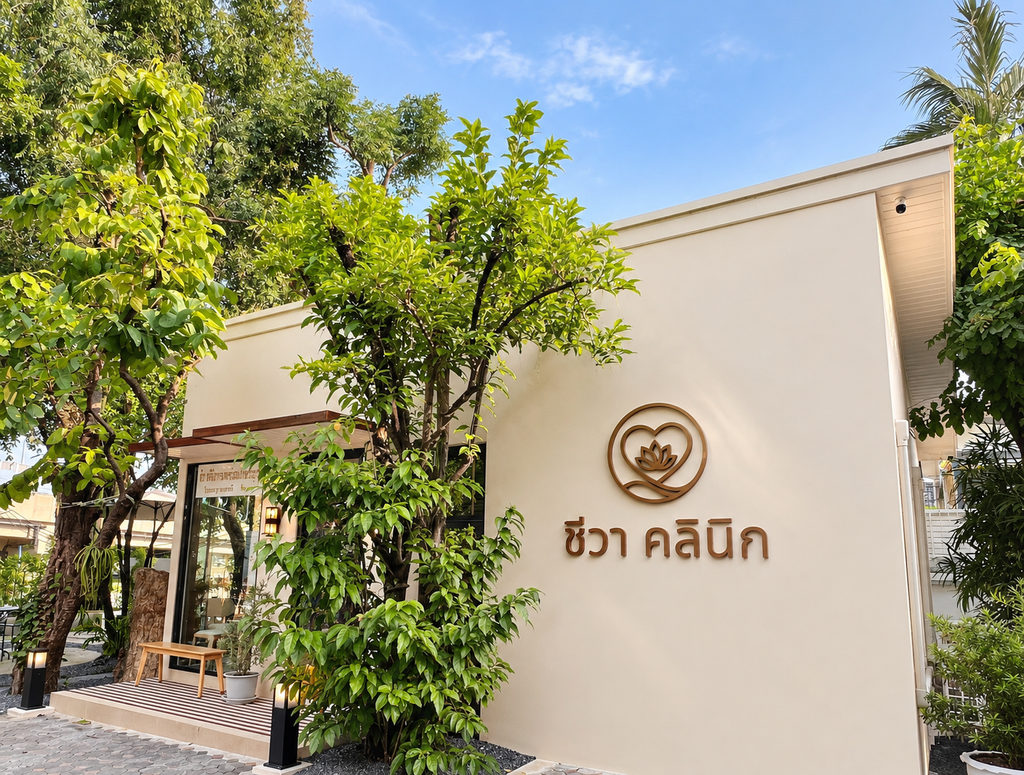 modern thai clinic amid lush greenery